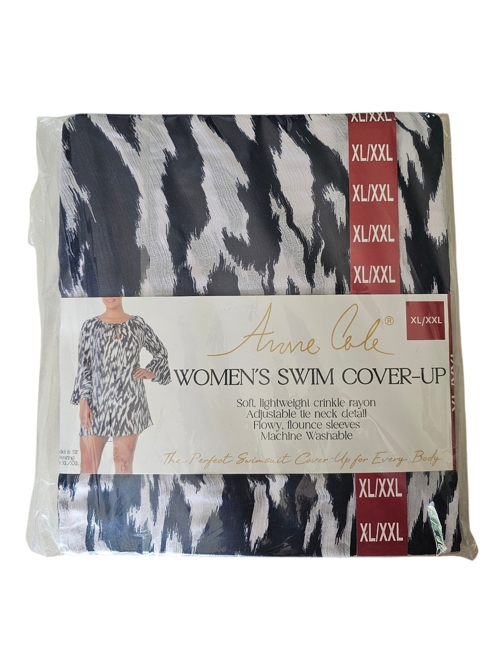 Anne Cole Navy and White Printed Swim Cover-Up Tunic - Picture 2 of 2